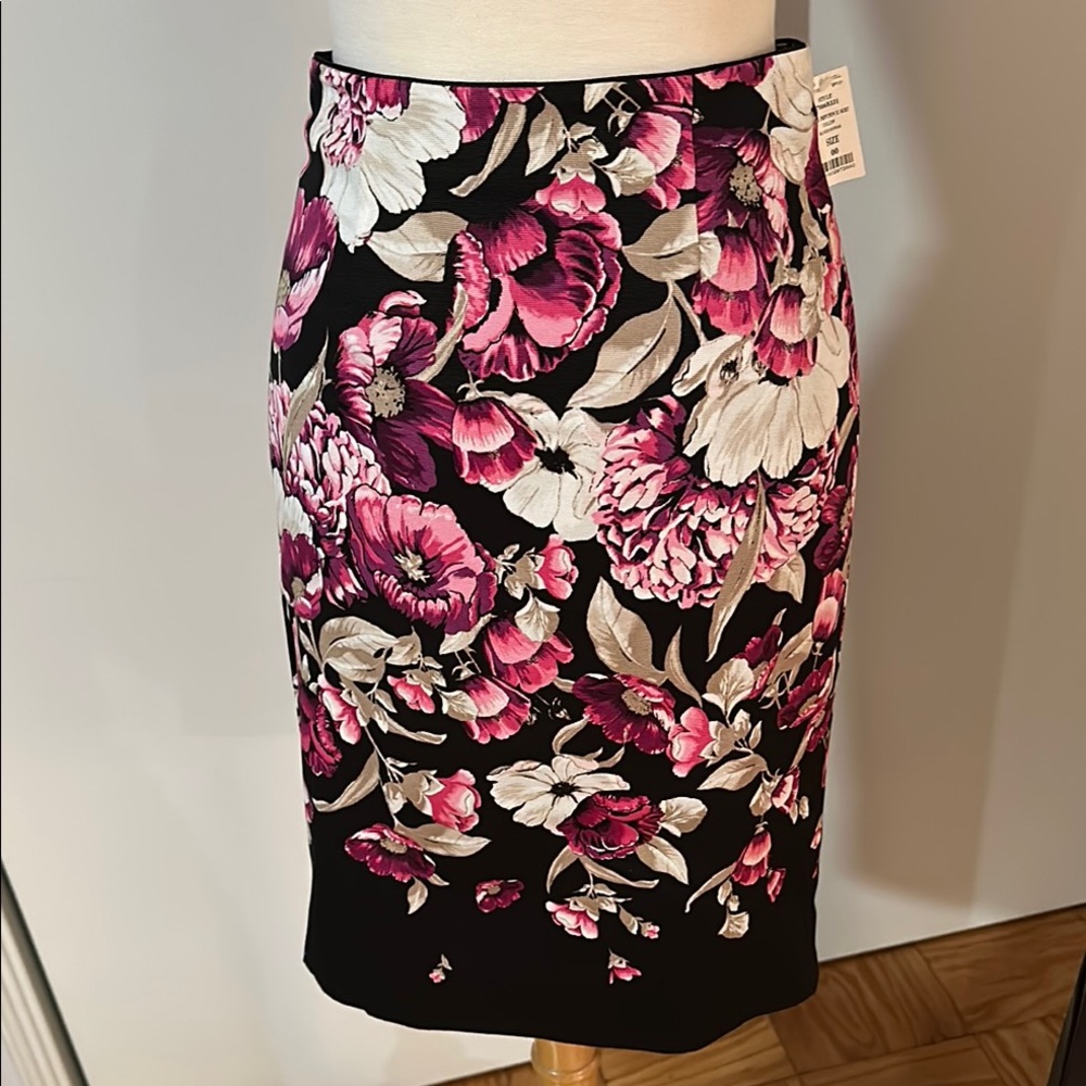 WHBM. Black and Pink Knee-length Pencil Skirt for Night Out or work.